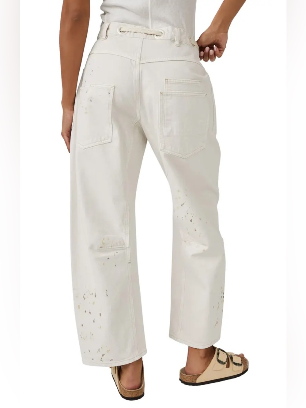 Free People We the Free Moxie Paint Fleck Cotton Utility Pants - Picture 3 of 11